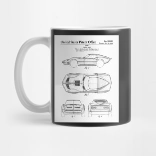 Corvette Patent - Vintage Corvette Art - Black And White Mug